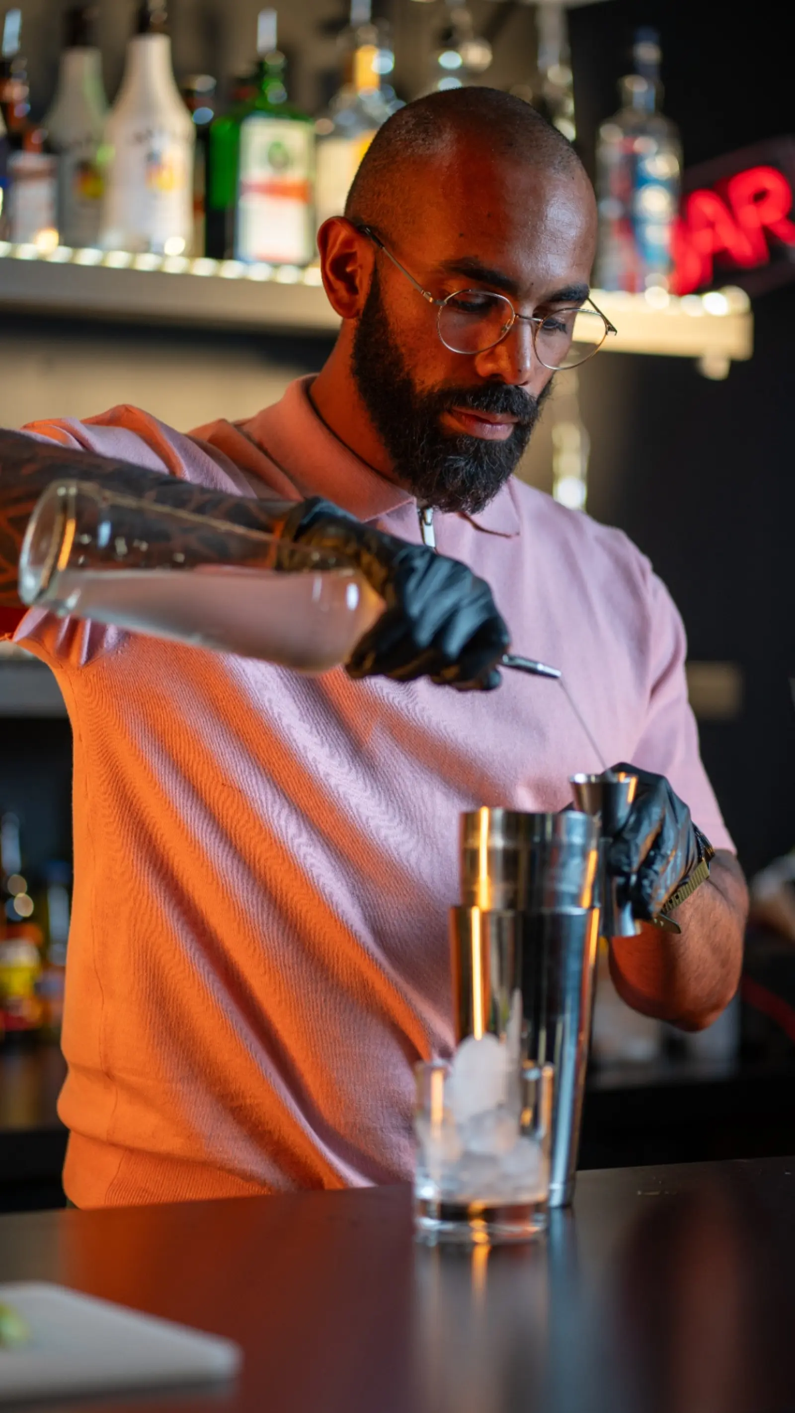 Bartender preparing drinks at Kino Events House