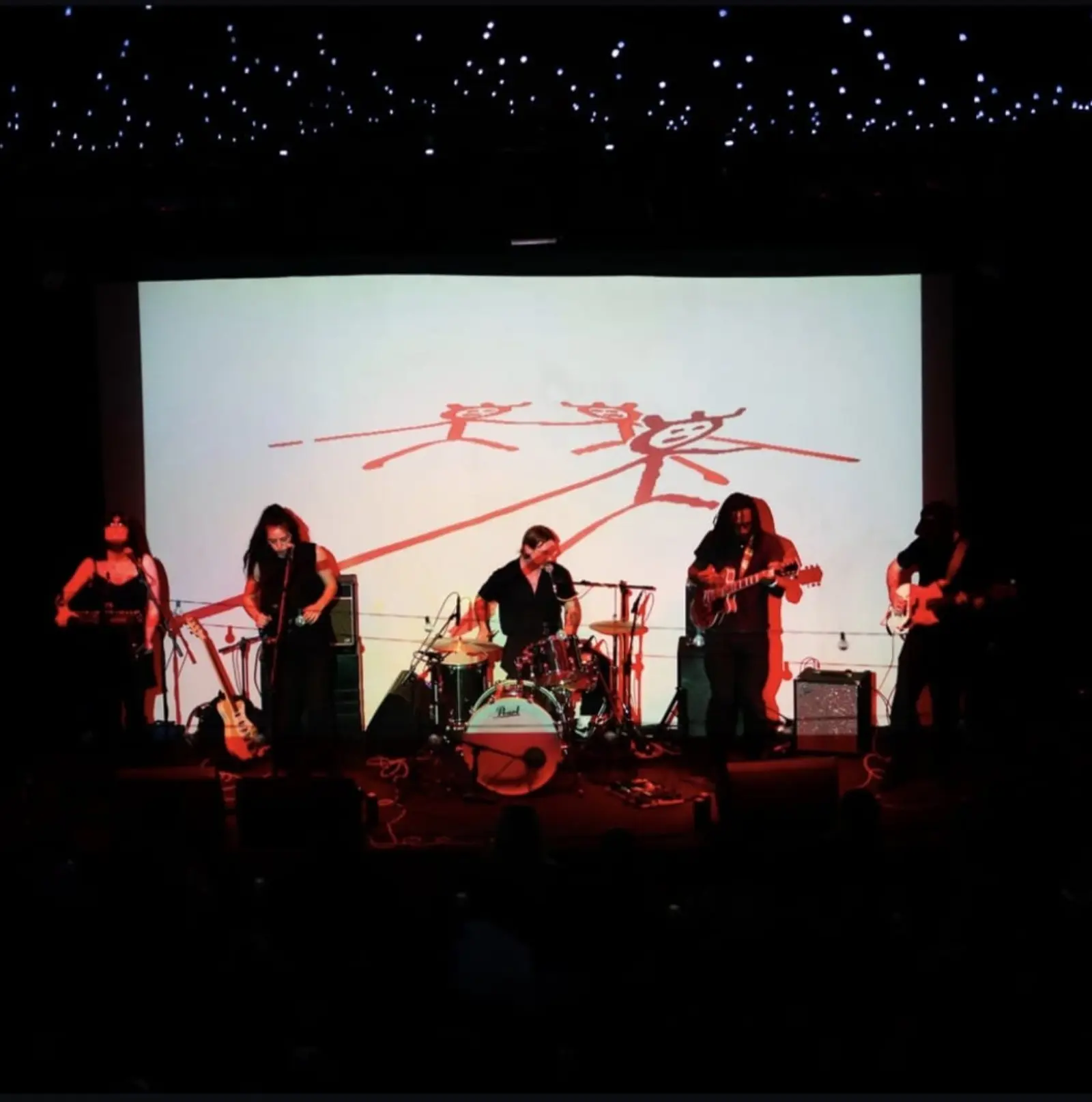 Full band performing under the stars at Kino Events House